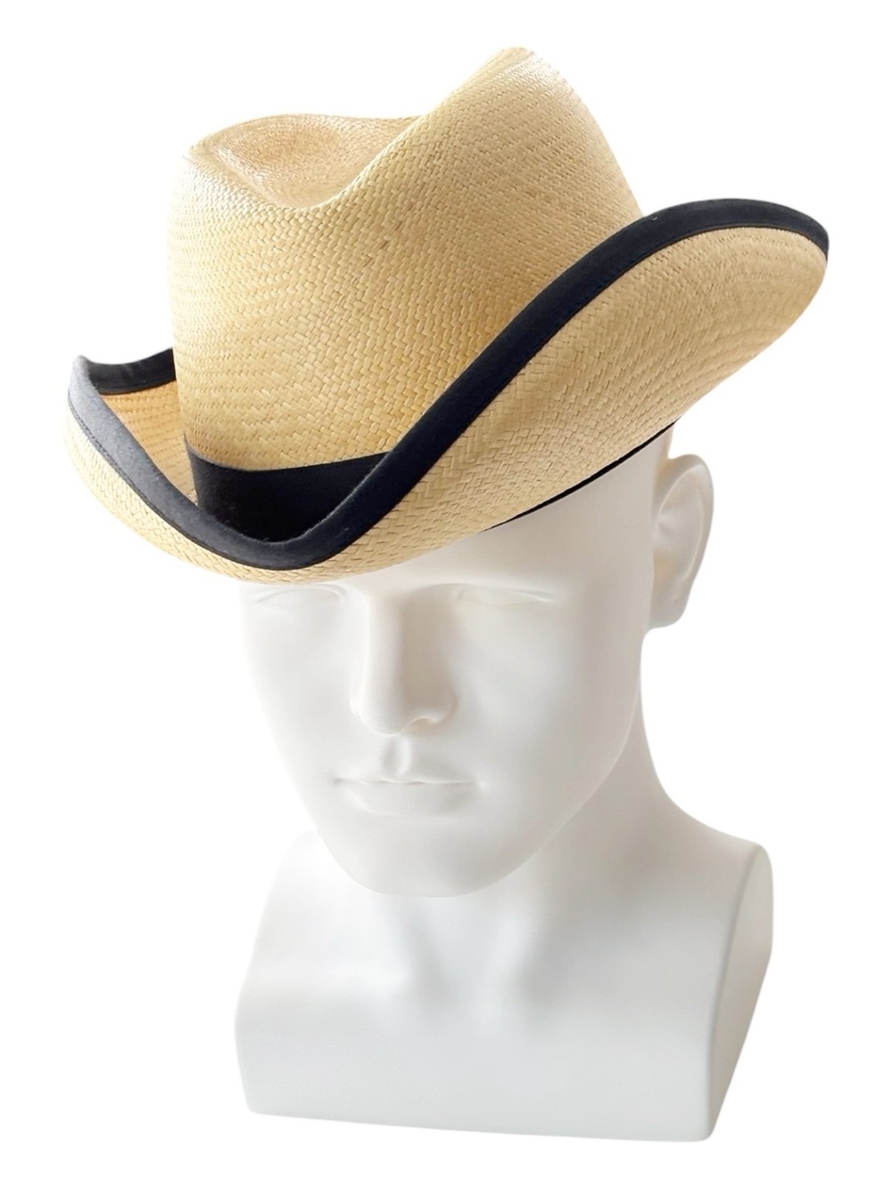Bailey of Hollywood Hobart
Straw woven Western Hat Made in USA Black Trim | L